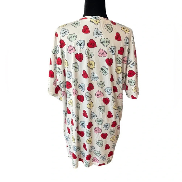 WILDFOX CANDY HEARTS PRINT OVERSIZED SLEEP T SHIRT IN WHITE Small - Picture 8 of 9